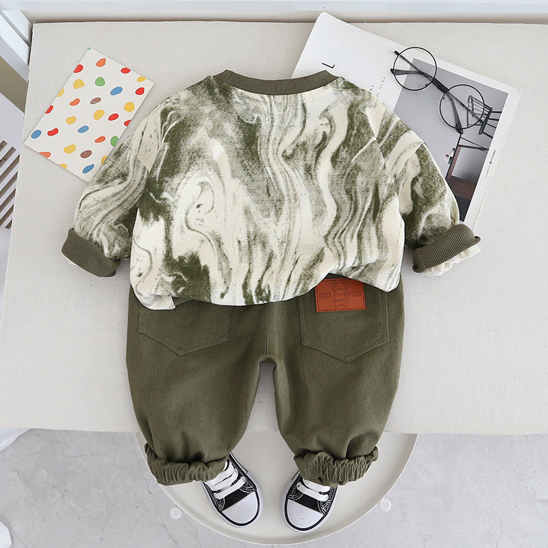 Wholesale Spring and Autumn Long Sleeved Sweater Cotton Two Piece Set